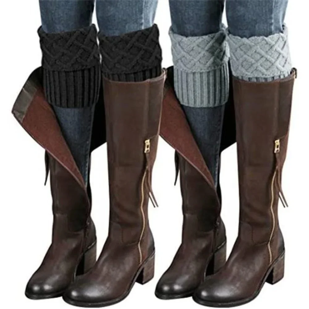 2 Pairs Women's Boot Cuffs Winter Short Cable Knit Leg Warmers Boot Socks Gifts